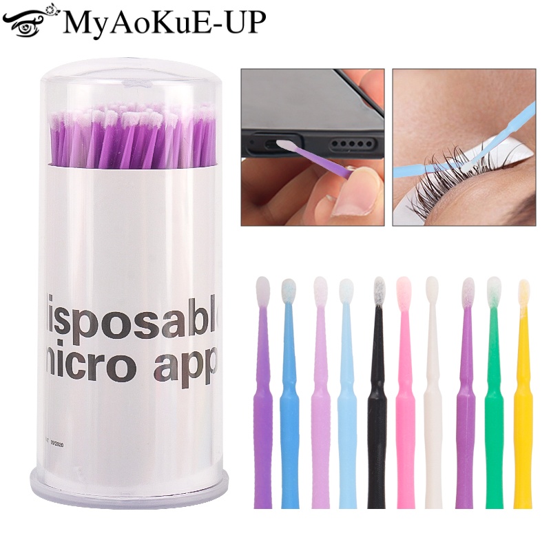 Micro Brush Applicator - 100 szt. Jednorazowe szczoteczki do rzęs,