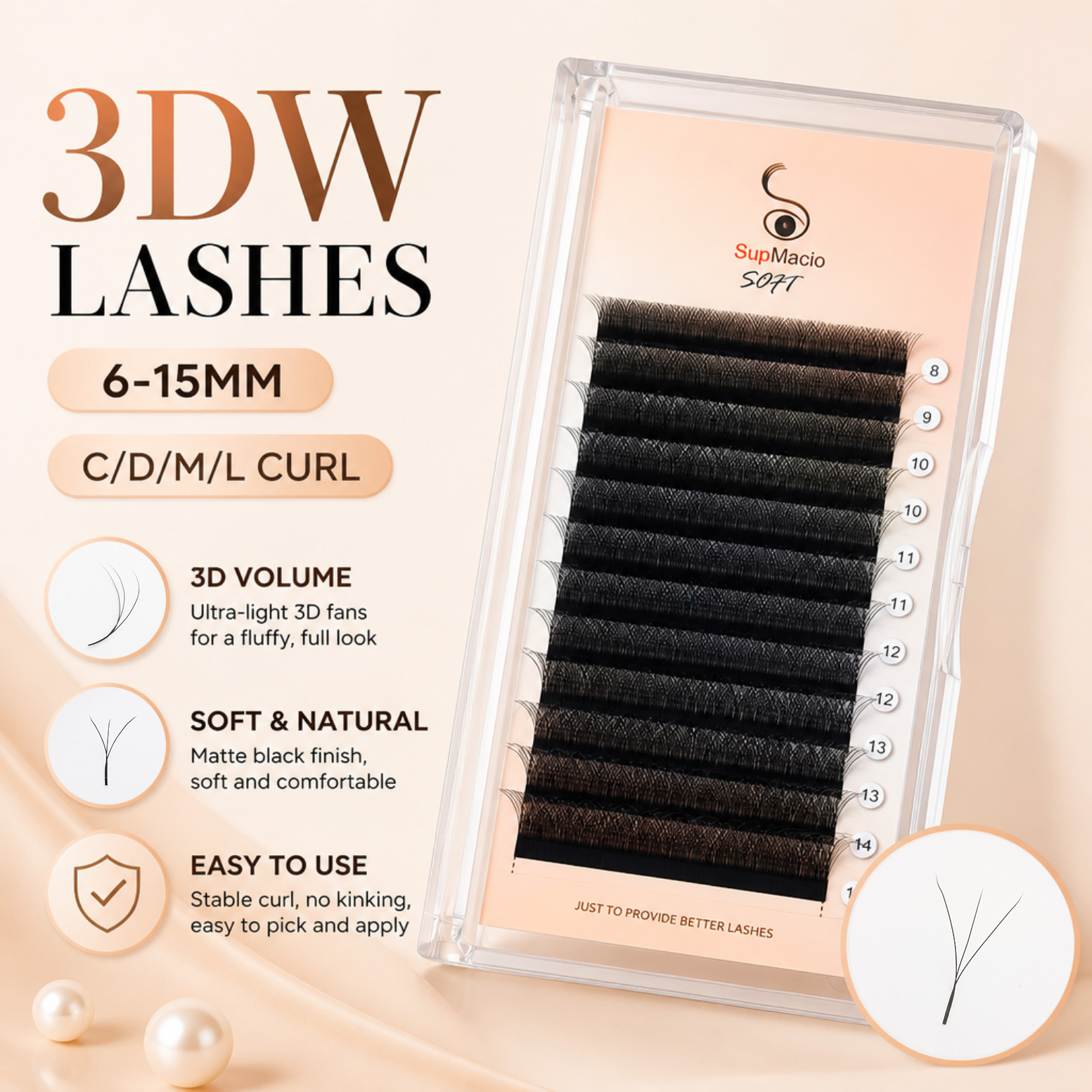 Eyelash Extensions Classic - Rzęsy 3D W, przedłużanie rzęs w