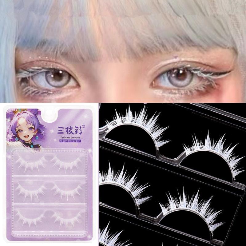 3 pary białych rzęs do cosplay – Eyelash Extension Natural Look recenzja i cena