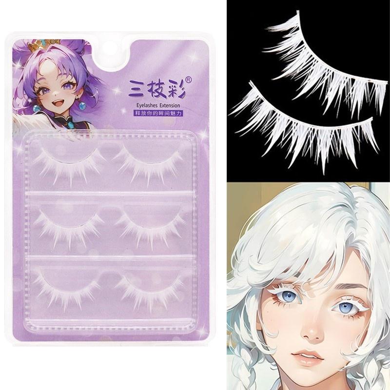3 pary białych rzęs do cosplay – Eyelash Extension Natural Look recenzja i cena